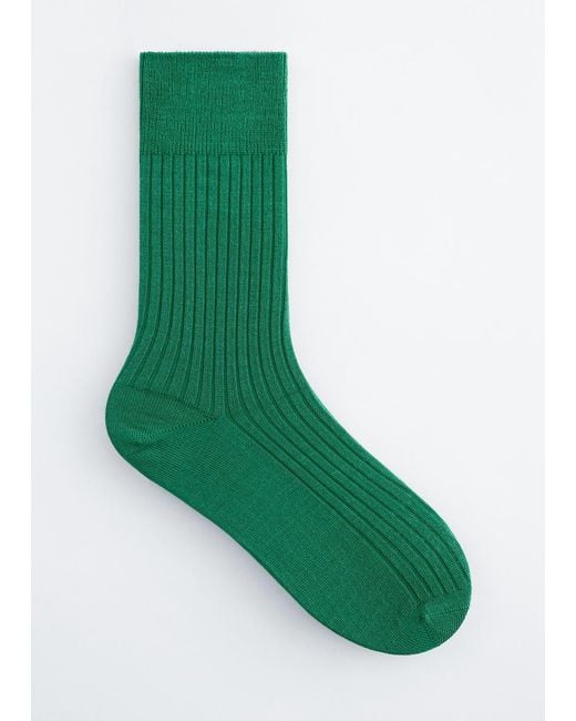 & Other Stories Green Silk-Blend Ribbed Socks