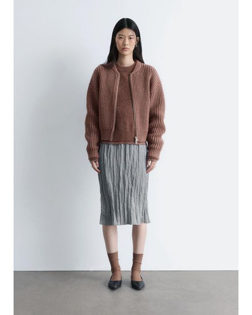 & Other Stories Brown Knitted Wool Bomber Jacket