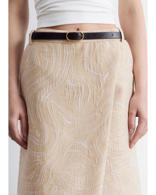 & Other Stories White A-Line Jacquard Midi Skirt