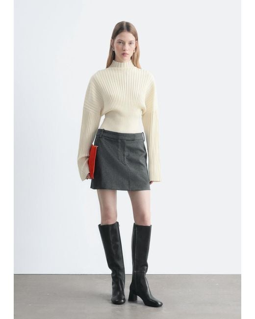 & Other Stories Gray Knee-High Leather Boots