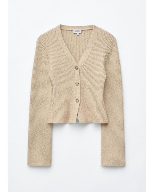 & Other Stories Natural Ribbed Cotton Cardigan