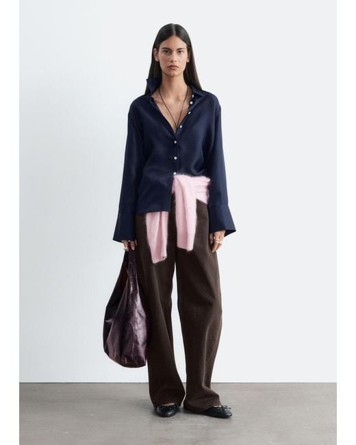 & Other Stories Blue Relaxed Silk Shirt