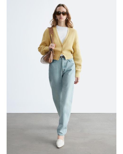 & Other Stories White Rib-Knit Cotton Cardigan