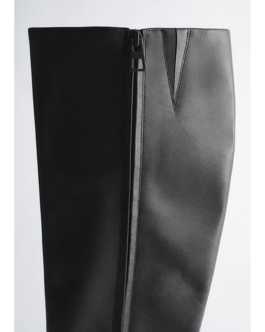 & Other Stories Gray Knee-High Leather Boots