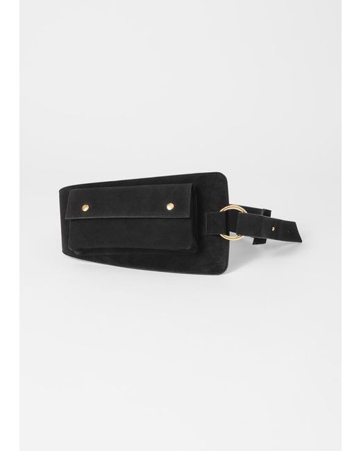 & Other Stories Black Suede Belt Bag