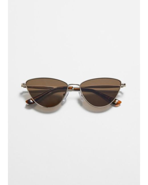 & Other Stories Gray Wire-Frame Cat Eye Sunglasses