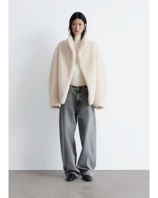 & Other Stories Natural Faux Fur Jacket