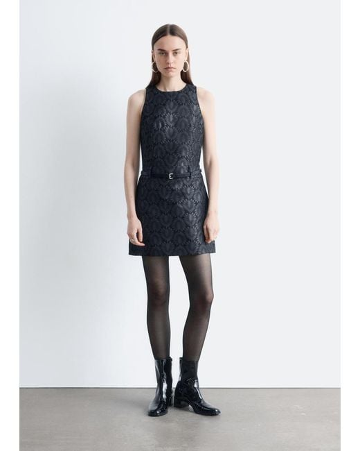 & Other Stories Blue Brocade Mini Dress