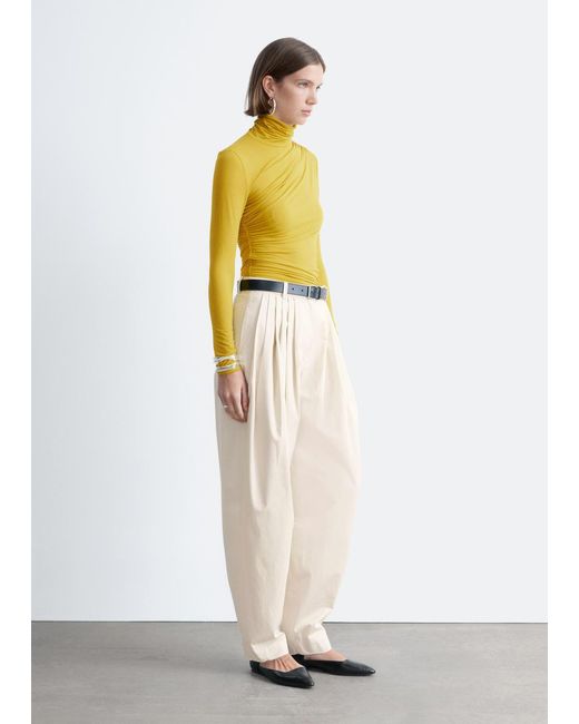 & Other Stories White Draped Turtleneck Top