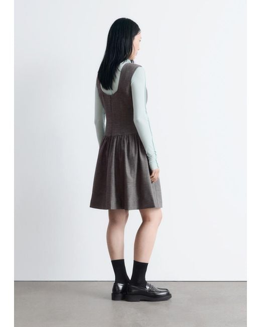 & Other Stories White Flared Wool Mini Dress