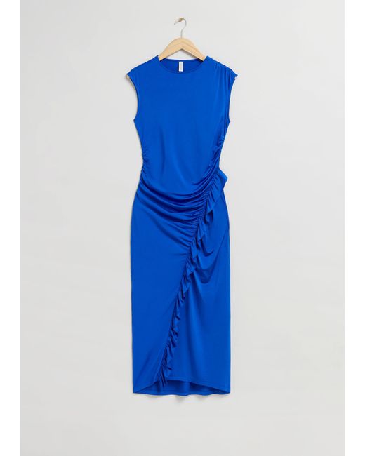 & Other Stories Blue Frilled Dress
