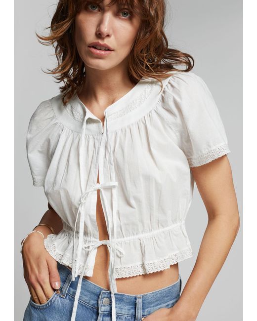 & Other Stories Short Sleeve Tie Blouse in White | Lyst Canada