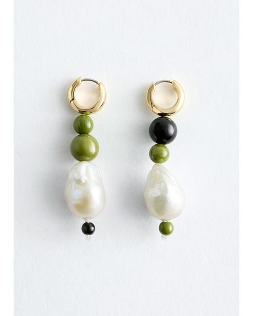 & Other Stories White Freshwater Pearl Hoop Earrings