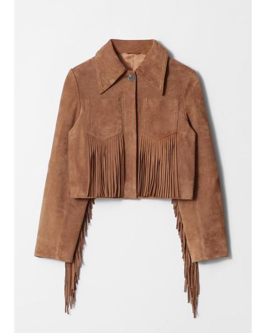 & Other Stories Brown Fringe Suede Jacket