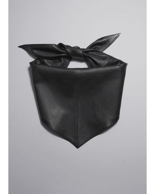 & Other Stories Black Leather Scarf