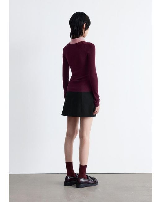 & Other Stories Purple Keyhole Collar Top