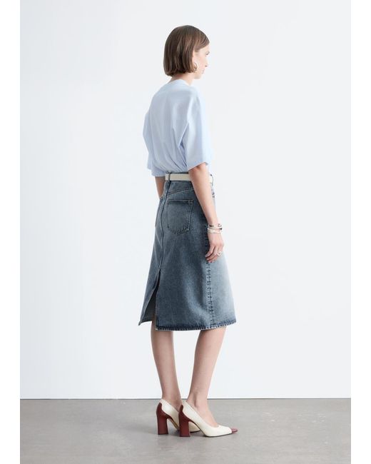 & Other Stories Blue Oversized Cotton T-Shirt