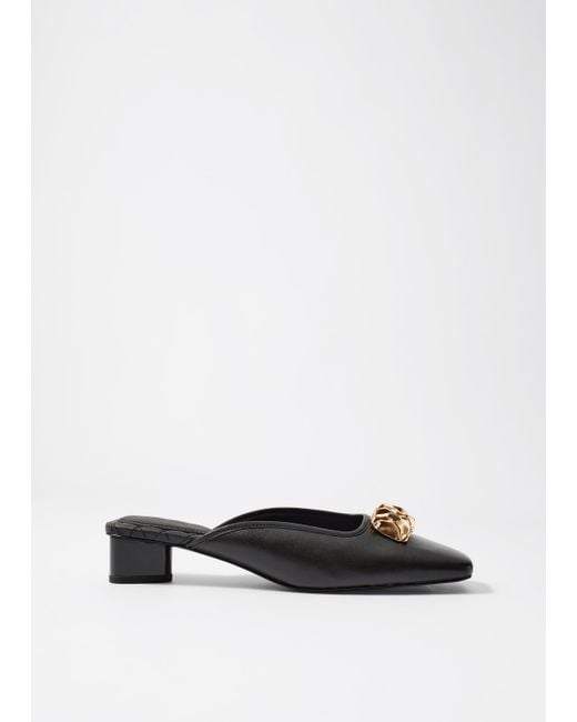& Other Stories White Embellished Leather Mules