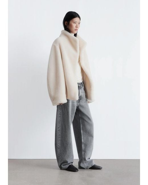 & Other Stories Natural Faux Fur Jacket