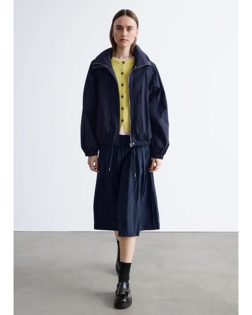 & Other Stories Blue Stand-Collar Drawstring Jacket