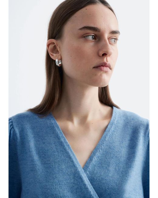 & Other Stories Blue Merino Wool Wrap Cardigan