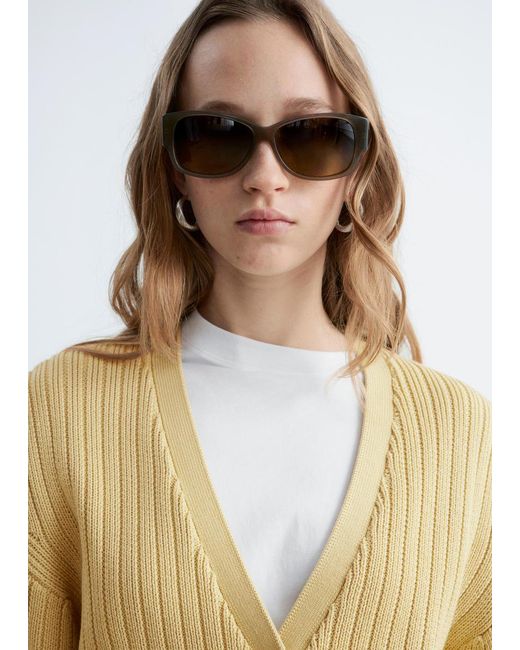 & Other Stories White Rib-Knit Cotton Cardigan