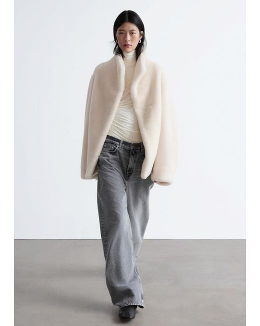 & Other Stories Natural Faux Fur Jacket