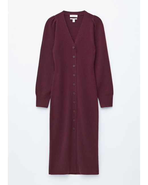 & Other Stories Purple Puff-Sleeve Wool Maxi Dress