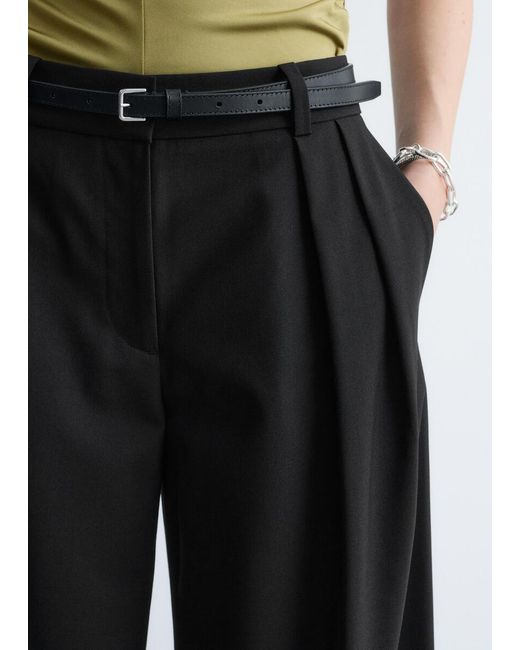 & Other Stories Blue Wool-Blend Tailored Trousers