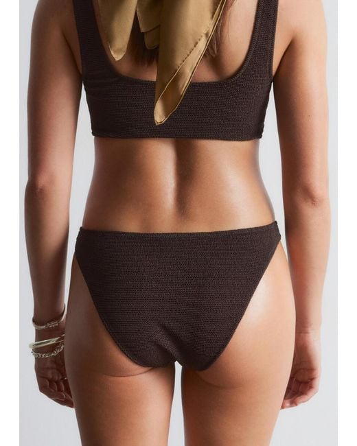 & Other Stories Brown Textured Bikini Top