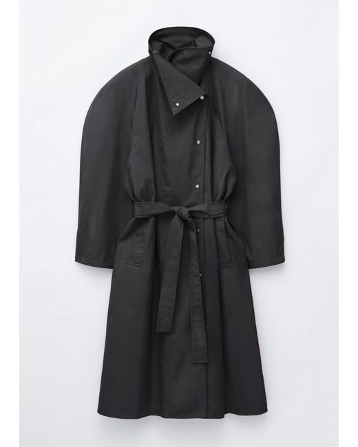 & Other Stories Black Bold-Shoulder Belted Coat