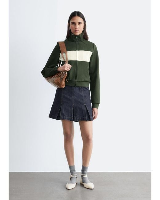 & Other Stories Green Scuba Zip-Up Jacket
