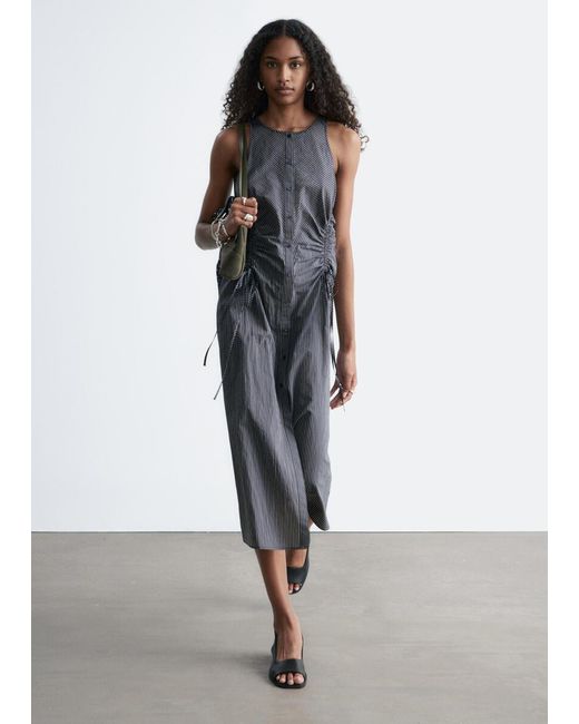 & Other Stories White Sleeveless Drawstring Midi Dress