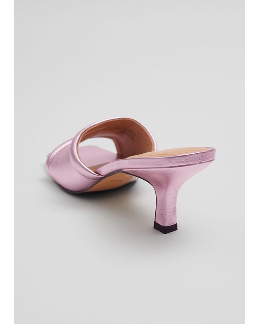 & Other Stories Pink Soft Leather Mules