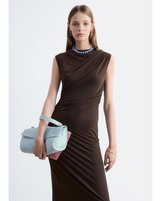 & Other Stories Brown Sleeveless Draped Dress