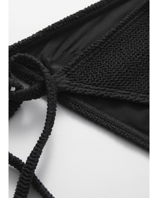& Other Stories Black Textured Tie-Detail Bikini Briefs