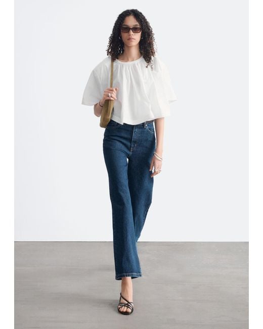 & Other Stories Blue Cropped Wide-Leg Jeans