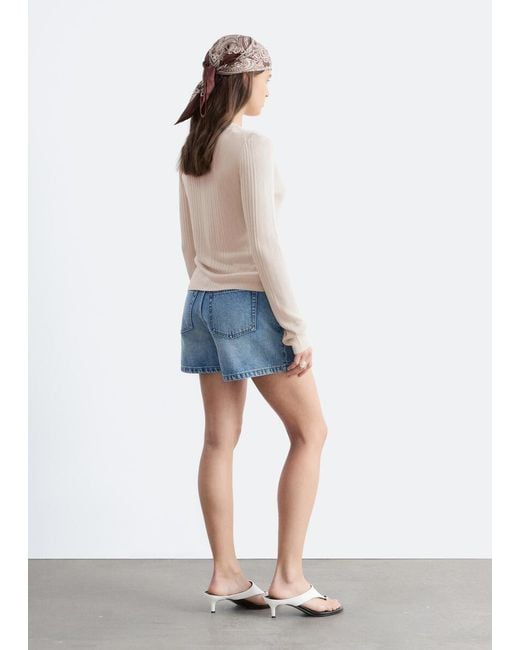 & Other Stories White Rib-Knit Cardigan
