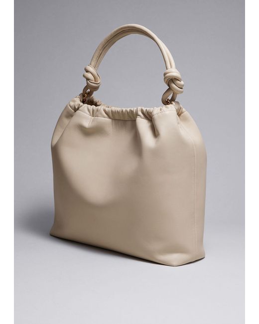 & Other Stories Gray Knotted Leather Tote Bag