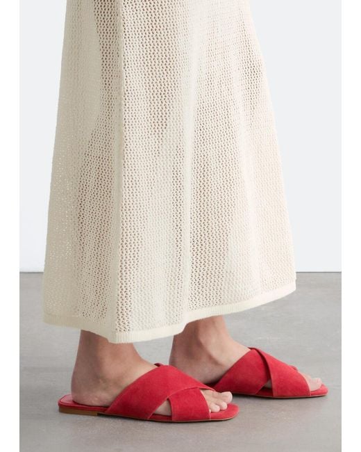 & Other Stories Red Crossover Sandals