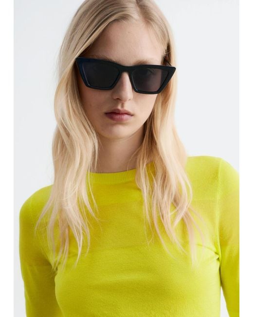 & Other Stories Black Angular Cat Eye Sunglasses