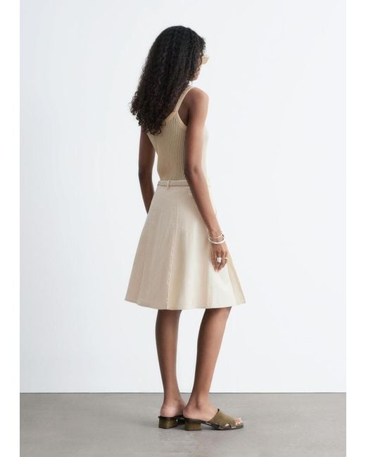 & Other Stories White Pleated Cotton Midi Skirt