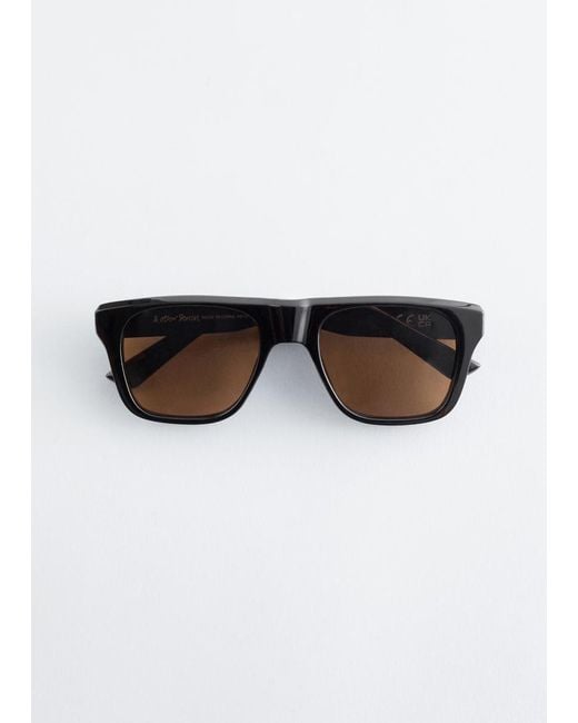 & Other Stories Black Square-Frame Sunglasses