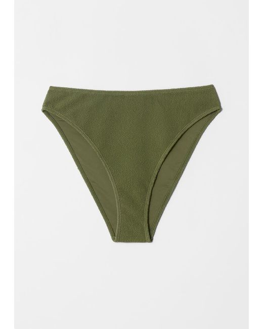 & Other Stories Green Textured High-Waist Bikini Briefs