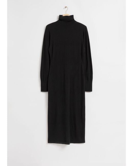 & Other Stories Fitted Wool Knit Midi Dress in Black Lyst