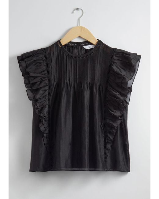 & Other Stories Black Ruffled Top