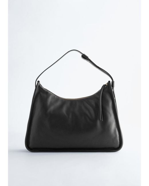 & Other Stories Black Leather Tote Bag