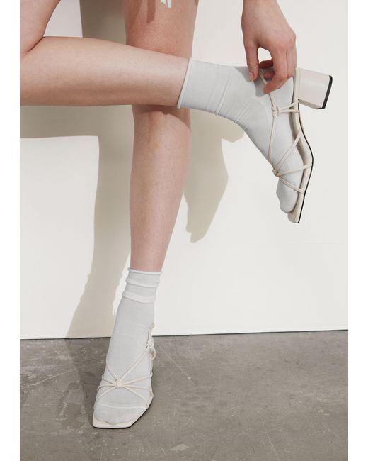 & Other Stories White Strappy Knotted Leather Sandals