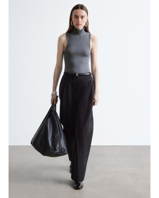 & Other Stories Gray Sleeveless Turtleneck Top