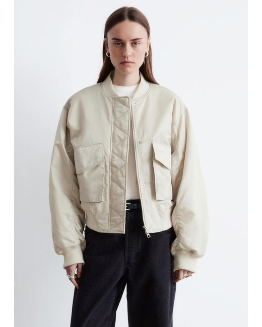 & Other Stories Natural Padded Bomber Jacket